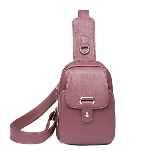 Crossbody Hüfttasche PU Mode Trendy Reise Gürteltasche Große Kapazität Sport für Mädchen Freizeit Brust Leicht und Tragbar Brust, violett, Mass Beauty von ZYMIADOU