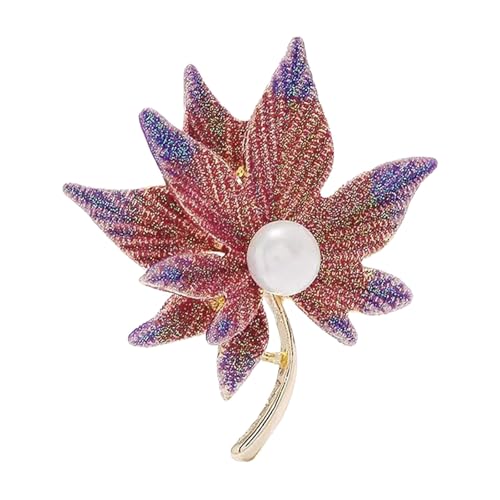 Elegante Herbstblatt-Brosche mit Perlen, rutschfest, Kleidungsaccessoires, für Damen, Modeschmuck, Geschenk, elegante Ahornblatt-Brosche, Einheitsgröße, Wie beschrieben von ZYMIADOU