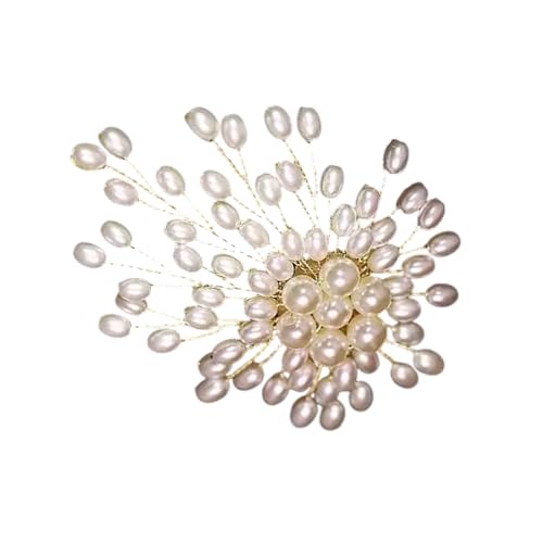 Exquisite handgefertigte Perlen-Brosche mit Kunstperlen, elegante Anstecknadel, Hochzeitsschmuck, handgefertigter Party-Anzug, Zubehör, Statement-Perlen-Brosche von ZYMIADOU