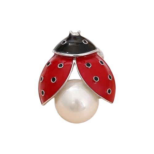 Glänzende Marienkäfer-Brosche aus Legierung, verziert mit glitzernden Kristallen, handgefertigt, Öl-Tier-Brosche für Damen, modische Bekleidung, handgefertigte Tier-Brosche, Einheitsgröße, Wie von ZYMIADOU