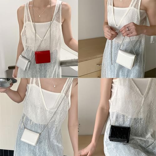 Modische Umhängetasche mit Kette für Lippenstifte, PU-Leder, Abendmünztasche, Kopfhörer-Organizer, Kartenhalter, Geldbörse, modische Tasche, Schwarz , Mass Beauty von ZYMIADOU