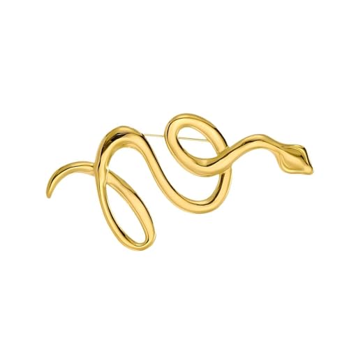 Modische goldene Schlangenbrosche aus praktischem Stahl verleiht der täglichen Freizeitkleidung und besonderen Anlässen ein einzigartiges Flair. Personalisieren Sie Schmuck, Einheitsgröße, Wie von ZYMIADOU