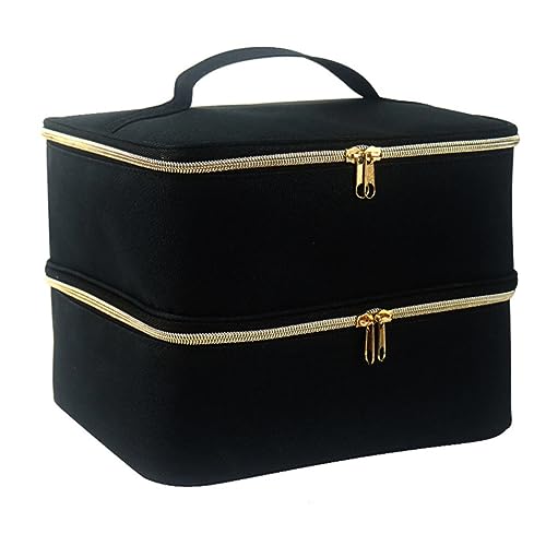 Nagellack-Organizer-Tasche mit Griff für NailTech doppellagige Tragetasche für 30 Flaschen, Schwarz , Mass Beauty von ZYMIADOU