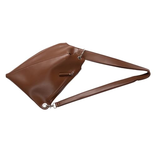 Schultertasche aus weichem PU-Leder mit einzigartigem, asymmetrischem Schnitt, unregelmäßige Crossbody-Tasche für Freizeit- oder Street-Styles-Outfits, unregelmäßige modische Umhängetasche, coffee von ZYMIADOU
