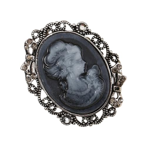 Stilvolle Damen-Brosche im Hochformat mit Strasssteinen, Datumslose Legierung, verschönert Eleganz und Charm, Strasssteine, Frauengesicht, Einheitsgröße, Wie beschrieben von ZYMIADOU