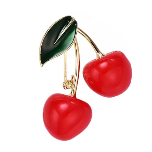 Stilvolle Kirschen-Brosche, einzigartige Legierung, Schmuck, Modeschmuck, geeignet für Musikfestivals und Partys, Legierung, Einheitsgröße, Wie beschrieben von ZYMIADOU