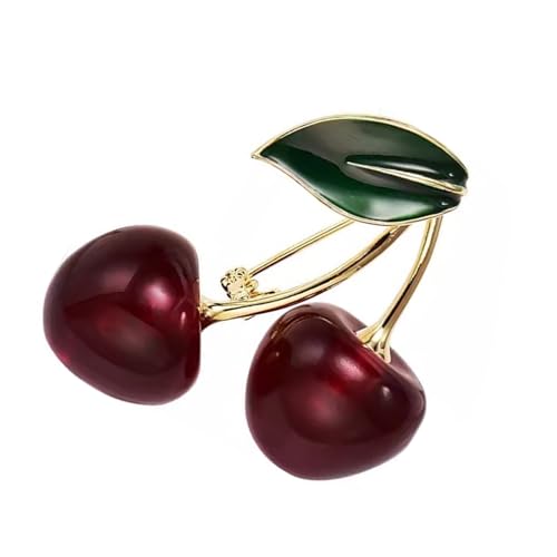 Stilvolle Kirschen-Brosche, einzigartige Legierung, Schmuck, Modeschmuck, geeignet für Musikfestivals und Partys, Legierung, Einheitsgröße, Wie beschrieben von ZYMIADOU