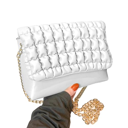 Stilvolle und PU-Umhängetasche mit Gitter-Design, Ketten-Umhängetasche, zeigt Ihren Geschmack, weiß, One Size von ZYMIADOU