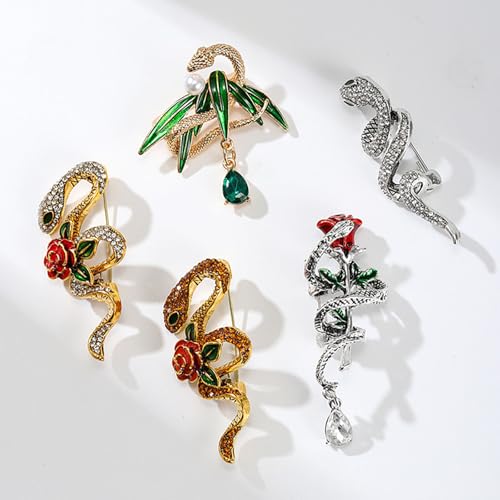 Vintage Rose Snake Brosche künstlerische Brosche Charm für Damen und Herren eine Ergänzung zu jedem Ensembles Rose Pin, Einheitsgröße, Wie beschrieben von ZYMIADOU