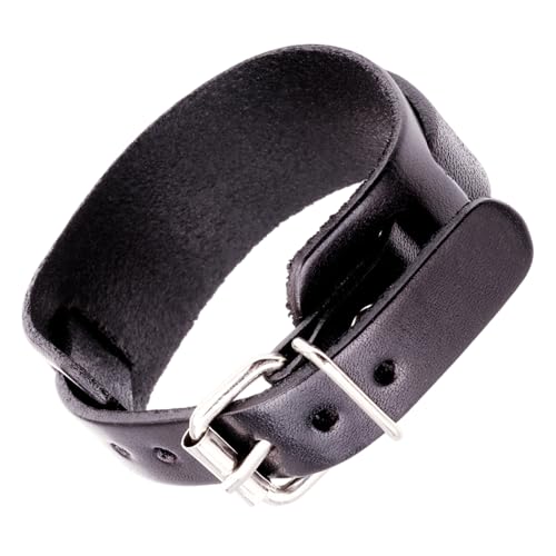 ZYMIADOU 2.Vintage Edgy Doppellagiges Lederarmband Verstellbare Schnalle Punk Manschette Kette Zubehör Unisex Gothic Punk Manschette für Musikfestival, Einheitsgröße, Wie beschrieben von ZYMIADOU