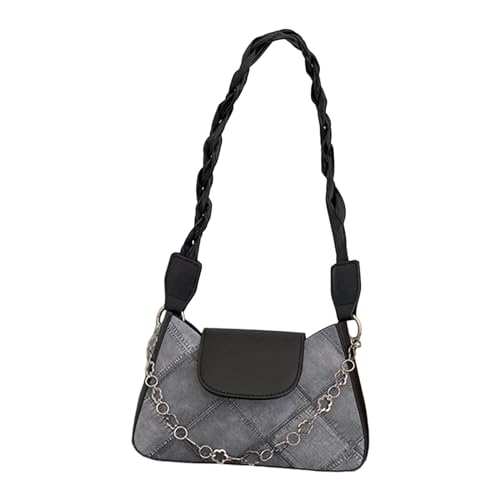 ZYMIADOU 2024 Unterarmtasche Schulter mit Kette Leder Handtasche Mode Achsel Einkaufen Leder, Schwarz , One Size von ZYMIADOU