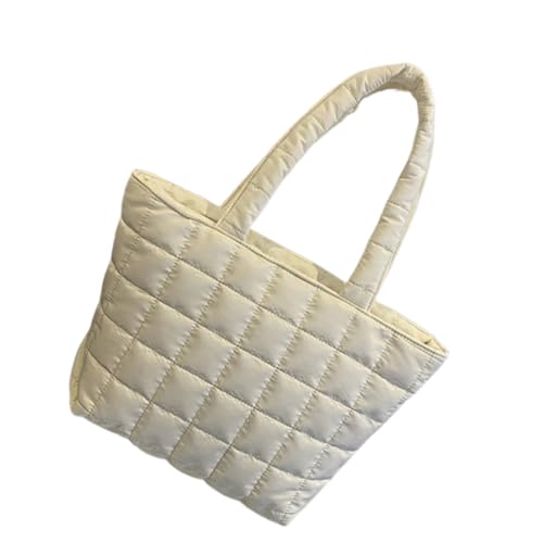 ZYMIADOU Damen Achseltasche Mädchen gesteppte Arbeit Polsterung Handtasche große Kapazität Schulter Einkaufen Pendeln Frauen Puffer Arbeit große Kapazität Handtasche gesteppte Achsel-Schulter, weiß von ZYMIADOU