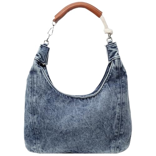 ZYMIADOU Damen Große Kapazität Schultertasche Denims Handtasche All-Matching Achsel Mode Achsel Mädchen Einkaufen Dating Frauen Denims Schulter Große Kapazität Handtasche All-Matching Achsel, blau von ZYMIADOU