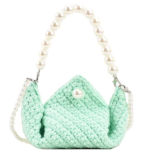 ZYMIADOU Damen Mode Künstliche Perle Gestrickte Handtasche Elegant Und Vielseitig Schultertasche Für Dates Und Event Stricktasche, grün, One Size ZYMIADOU Damen Mode Künstliche Perle Gestrickte Handtasche Elegant Und Vielseitig Schultertasche Für Dates Und Event Stricktasche, grün, One Size von ZYMIADOU