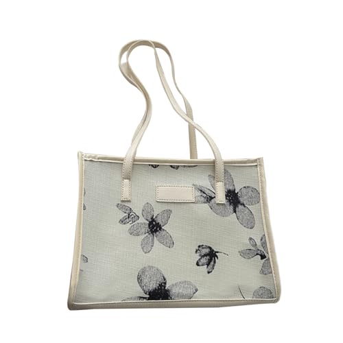 ZYMIADOU Damen-Schultertasche mit Blumenmuster, weiches PU-Leder, große Kapazität, Feder-Unterarm zum Einkaufen, Damen-Handtasche, große Kapazität, Schulter-Frühling, niedliche Blume, B, One Size von ZYMIADOU