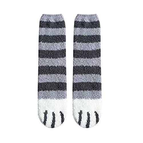 ZYMIADOU Damen Winter Fuzzy Warm Slipper Socken Cute Meow For Paws Print Hosier White Ankle Socks For Women, Schwarz , Einheitsgröße von ZYMIADOU