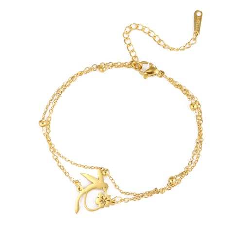 ZYMIADOU Einzigartiger Kolibri-Anhänger, verstellbare Länge, Handkette, hypoallergen, Schmuck für Damen, verstellbare Perle, Einheitsgröße, Wie beschrieben von ZYMIADOU