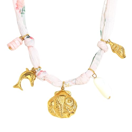 ZYMIADOU Elegante Strandurlaub-Halskette, Bandkette, zierlicher Muschelanhänger, Schmuck-Accessoire, Damen, Edelstahl, Muschelanhänger, Einheitsgröße, Wie beschrieben, Wie beschrieben von ZYMIADOU