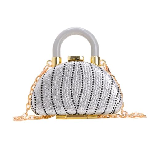 ZYMIADOU Elegante kleine Umhängetasche mit Strasssteinen für Damen, Hochzeits-Geldbörse, Braut-Handtasche mit abnehmbarer Kette, Party-Zubehör, silber, One Size von ZYMIADOU