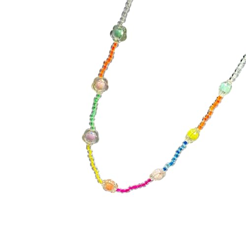 ZYMIADOU Halskette mit Regenbogen-Stern-Anhänger, stilvolle Handgelenkkette, leichter Perlenschmuck für den täglichen Gebrauch, besondere Anlässe, Perlen-Halskette, necklace, Wie beschrieben, Wie von ZYMIADOU