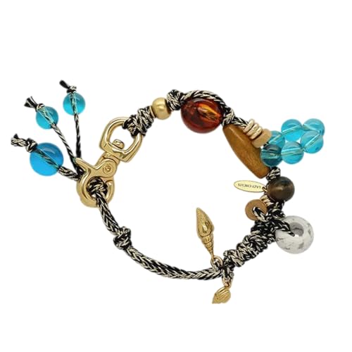 ZYMIADOU Handgefertigter, verstellbarer Perlen-Schlüsselanhänger, natürliche Perlen, Handgelenk-Armreif, doppelter Gebrauch, Schmuck, Mädchen, multifunktionales Perlenschmuck-Accessoire von ZYMIADOU