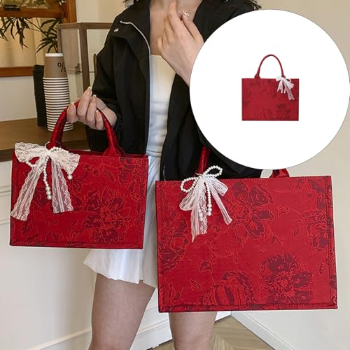 ZYMIADOU Hochzeitstasche für Damen, großes Fassungsvermögen, Tragegriff oben, elegante Braut-Handtasche, passend zum Einkaufen, modisch, rot, Geschenk, Damenhandtasche, modisch, Hochzeit, großes von ZYMIADOU