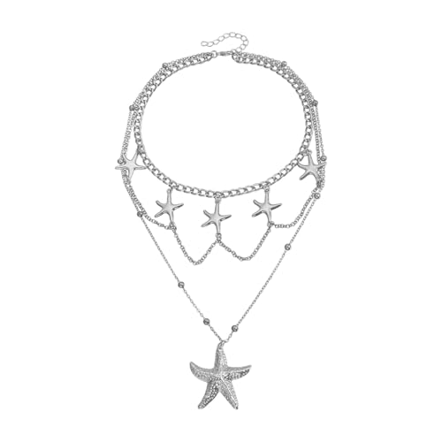 ZYMIADOU Hypoallergene Halskette, verstellbare Halskette, mehrlagig, Seestern-Design, Schmuck, empfindlich, hautfreundlich, vielseitiges Urlaubsschmuck-Geschenk, Einheitsgröße, Wie beschrieben, Wie von ZYMIADOU