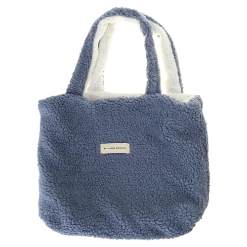 ZYMIADOU Lässige warme Handtasche aus Lammwolle für Damen und Mädchen, Tasche mit Tragegriff oben mit geräumigem Innenraum für den täglichen Gebrauch, modische Freizeittasche, grau, One Size von ZYMIADOU