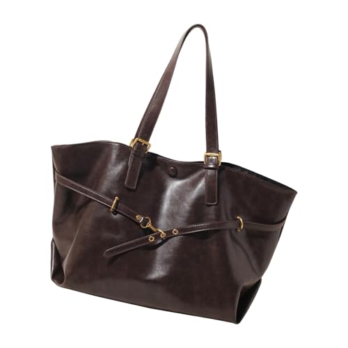 ZYMIADOU Moderne, strukturierte Schultertasche, PU-Handtasche, geräumiges Hauptfach, ergonomisches Design, Unterarm-Geldbörsen für Profis, Büro-Handtasche, coffee, One Size von ZYMIADOU