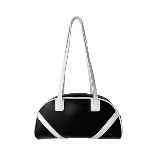 ZYMIADOU Moderne Kontrastfarbe Schultertasche PU-Leder Handtasche mit geräumigem Innenraum für wichtige Frauen mit Reißverschluss unter den Armen, Schwarz , One Size von ZYMIADOU