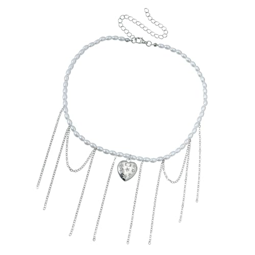 ZYMIADOU Modische Halskette aus robuster Legierung, zarte künstliche Perlen, Akzent und romantisches Quasten-Design, individuelles Accessoire, stilvolle Halskette für Geschenke von ZYMIADOU
