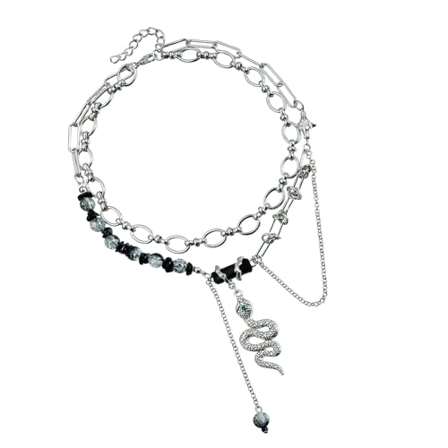 ZYMIADOU Modische Schlangen-Halskette, stabile Legierung, Gothic-Accessoire mit schwingenden Fransen für Statement-Looks, Punk-Stil, Schlangenkette, Einheitsgröße, Wie beschrieben, Wie beschrieben von ZYMIADOU