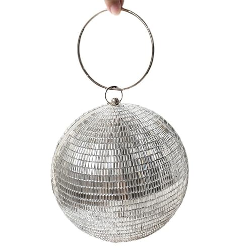 ZYMIADOU Modische Strass-Handtasche mit Kette, Umhängetasche, Umhängetasche, Party- und Freizeitkleidung für Enthusiasten, glitzernde Cocktail-Handtasche, silber, One Size von ZYMIADOU