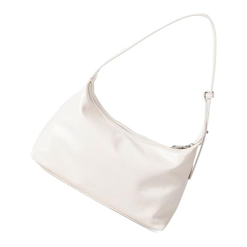 ZYMIADOU Modische gewachste PU-Leder-Handtasche mit verstellbarem Riemen, praktische Damen-Schultertasche für den täglichen Gebrauch, luxuriöse PU-Ledertasche, weiß, One Size von ZYMIADOU