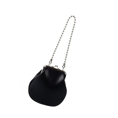 ZYMIADOU Modische kleine Umhängetasche in Muschelform mit Kette, PU-Leder, Schultertasche für den täglichen Gebrauch und besondere Anlässe, einzigartige Kisslock-Handtasche, Schwarz , One Size von ZYMIADOU