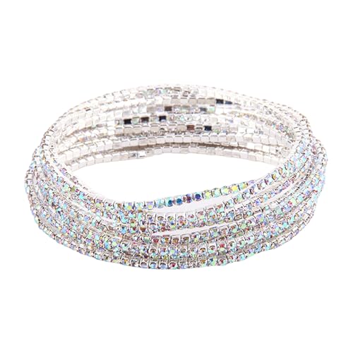 ZYMIADOU Modisches, buntes Edelstein-Armband mit Kristallperlen, elastische Strasssteine, Handkette, Accessoire für Party, Statement-Schmuck für Frauen, Einheitsgröße, Wie beschrieben von ZYMIADOU