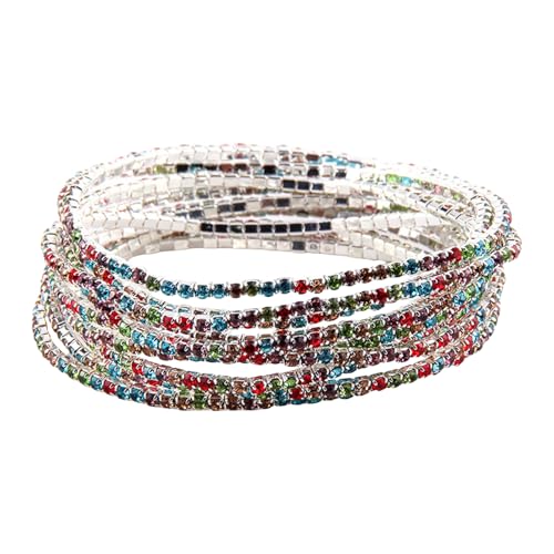 ZYMIADOU Modisches, buntes Edelstein-Armband mit Kristallperlen, elastische Strasssteine, Handkette, Accessoire für Party, Statement-Schmuck für Frauen, Einheitsgröße, Wie beschrieben von ZYMIADOU
