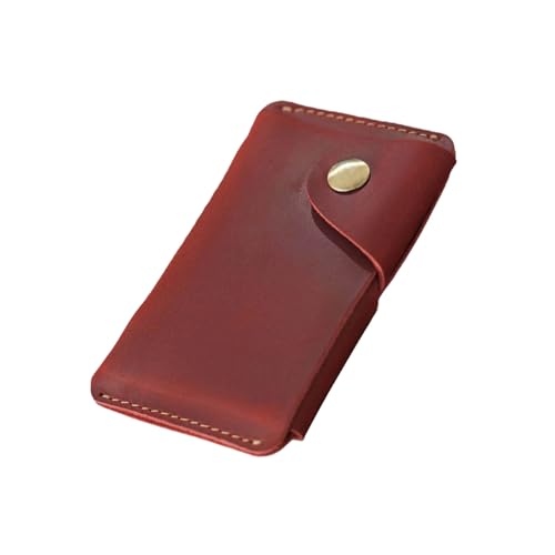 ZYMIADOU Retro Kartenetui Geldbörse Leder Halter mit Knopfverschluss Münzgeldbörse Halter Herren und Damen Retro Geldbörse Münzbörse mit Schnappverschluss für Damen und Herren, weinrot von ZYMIADOU