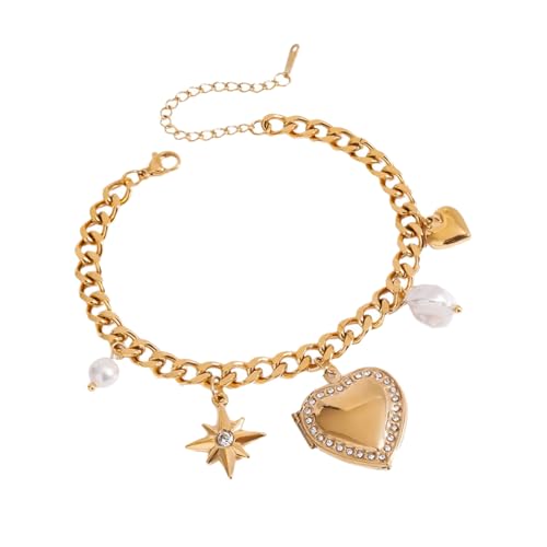 ZYMIADOU Schöner herzförmiger Bilderrahmen, Hochzeitsschmuck, Edelstahl-Textur, für verschiedene Anlässe, Foto-Schmuck für Damen, Einheitsgröße, Wie beschrieben von ZYMIADOU