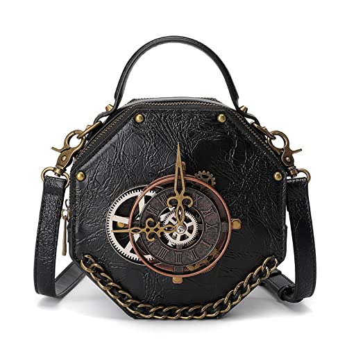 ZYMIADOU Steampunk PU Leder Messenger Bag Gothic Handtasche Retro Handheld Crossbody Umhängetaschen Satchel Gothic Crossbody Bag von ZYMIADOU