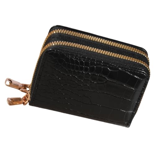 ZYMIADOU Stilvolle Damen Kompakte Geldbörse mit Multi Card Storage PU Leder Prägung Münzgeldbörsen für Frauen und Lady Compact Wallet, Schwarz , Mass Beauty von ZYMIADOU