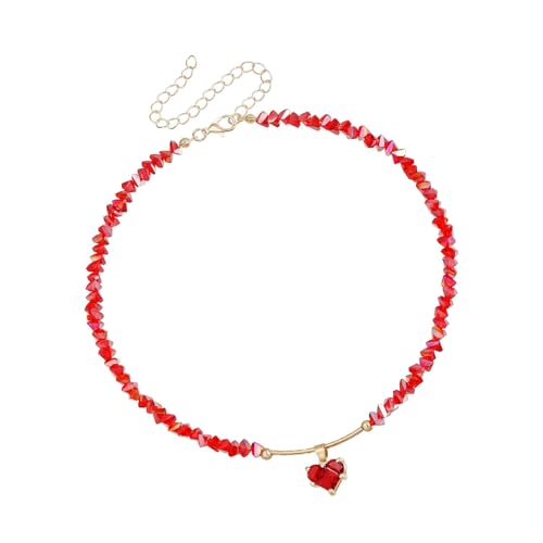 ZYMIADOU Stilvolle Halskette mit Liebessymbol und Kristallakzenten und zarten Glasperlen, ideal für den täglichen Gebrauch, leichte Halskette, Einheitsgröße, Wie beschrieben, Wie beschrieben von ZYMIADOU