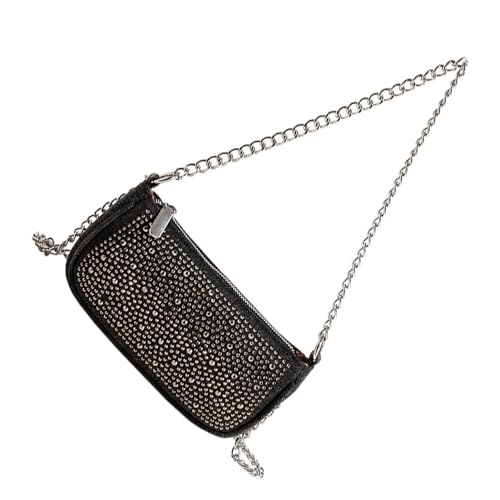 ZYMIADOU Stilvolle Jean-Handtasche mit glitzernden Strasssteinen und praktischer Kette für Partys und Ausflüge, Party-Tragetasche, Schwarz , One Size von ZYMIADOU
