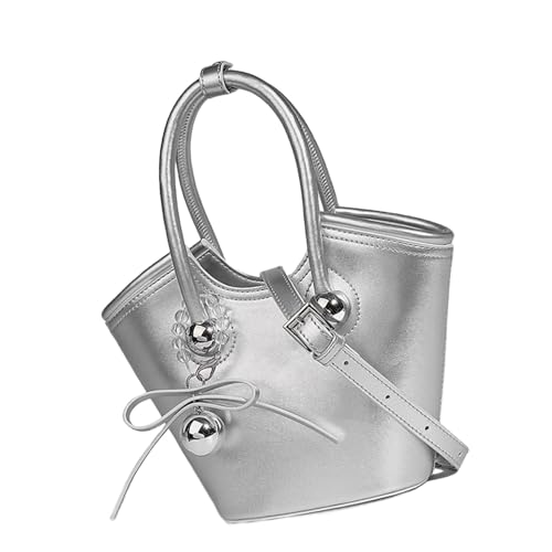 ZYMIADOU Stilvolle Mehrzweck-Umhängetasche mit Anhänger, für Studenten und Mode-Enthusiasten, einzigartige Korbtasche, silber, One Size von ZYMIADOU