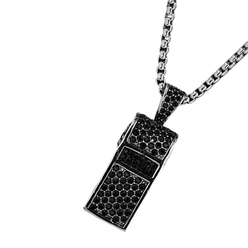 ZYMIADOU Stilvolle Strass-Halskette mit Trillerpfeifen, Titan-Stahlkette, lauter, knackiger Klang, Zubehör für Lehrer, Schiedsrichter, Halskette, Geschenk, Einheitsgröße, Wie beschrieben, Wie von ZYMIADOU