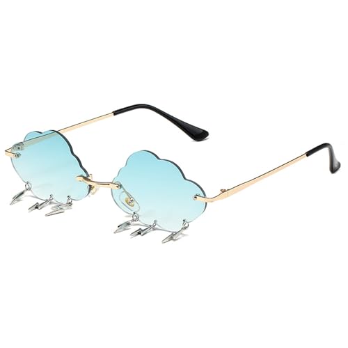 ZYMIADOU Stilvolle coole Wolken-Sonnenbrille, Foto-Requisiten, rahmenlose Schattierungen, Trendsetter, coole Schattierungen, Hipster-Kostüm, Strandmode, Sonnenbrille, Grüner goldener Rahmen ZYMIADOU Stilvolle coole Wolken-Sonnenbrille, Foto-Requisiten, rahmenlose Schattierungen, Trendsetter, coole Schattierungen, Hipster-Kostüm, Strandmode, Sonnenbrille, Grüner goldener Rahmen von ZYMIADOU