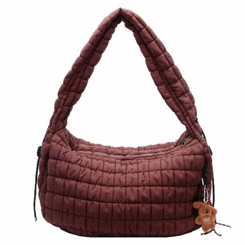 ZYMIADOU Stilvolle gesteppte Tasche für Damen, geräumige und praktische Umhängetasche, ideal für Arbeit oder Freizeitausflüge, Puffer-Umhängetasche, coffee, One Size von ZYMIADOU
