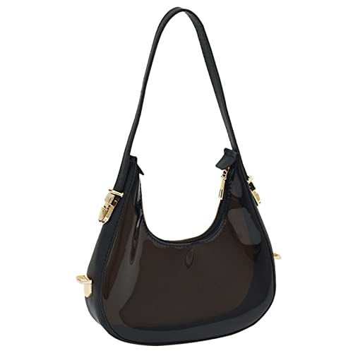ZYMIADOU Transparente durchsichtige Jelly Unterarmtasche für Frauen Mädchen Schulter Achseltaschen Schultertaschen Handtasche Luxus Transparent Geldbörse, Schwarz , One Size von ZYMIADOU