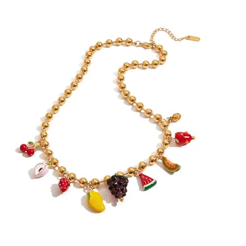ZYMIADOU Trendige Halskette mit Obst-Anhänger, Edelstahl-Schmuck für den täglichen Gebrauch oder als Geschenk, verstellbarer Obstschmuck für den täglichen Gebrauch, Einheitsgröße, Wie beschrieben, Wie von ZYMIADOU