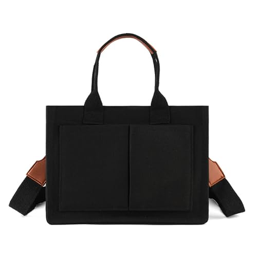 ZYMIADOU Umhängetasche aus Segeltuch, große Kapazität, Schulbuch-Schultertaschen für Frauen und Mädchen, Messenger-Lunchbox-Tasche, Schwarz , One Size von ZYMIADOU
